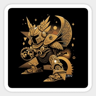 metal dragon knight ecopop in gold pattern suit Sticker
